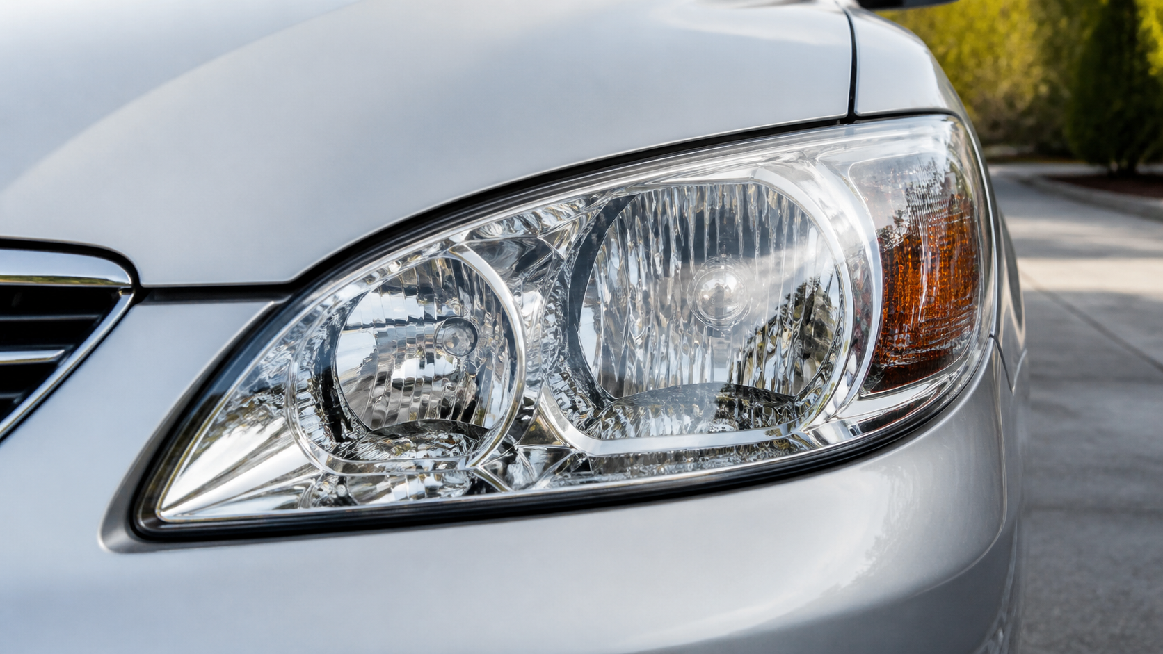 Clear polished headlight after restoration